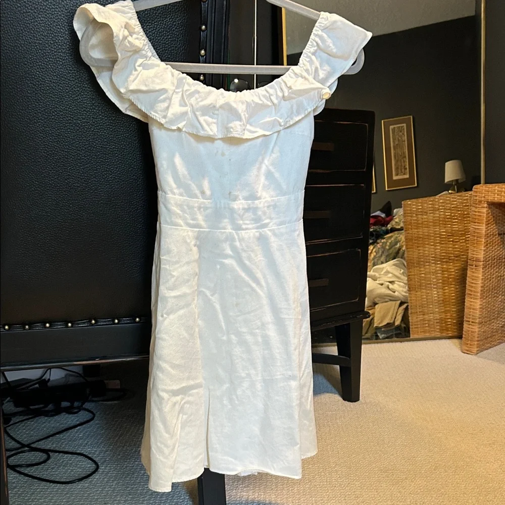 Zara White Ruffle Mini Dress - Picture 1 of 4